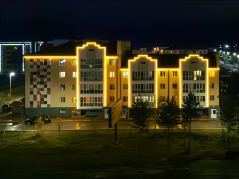 Подсветка домов в Губкинском